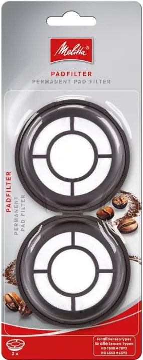 Melitta 6650667 Filtros de Café Reutilizables para Cafeteras de Cápsulas Philips Senseo, Pack de 2, Negro