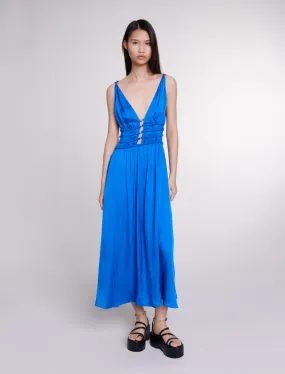 Vestido satinado calado